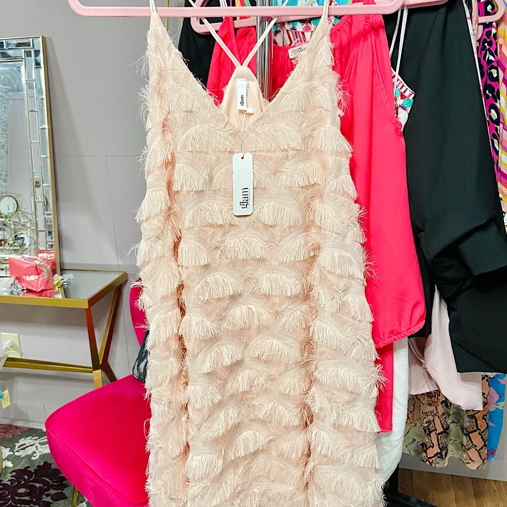 ✨NEW✨Glam Blush Fringe Dress!